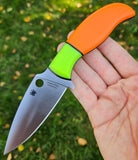 Green/Orange Micarta Spyderco MagnaMAX Mule