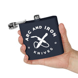 Arc and Iron Knives Logo Stainless Steel Flask