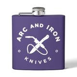 Arc and Iron Knives Logo Stainless Steel Flask