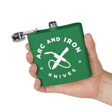 Arc and Iron Knives Logo Stainless Steel Flask