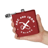 Arc and Iron Knives Logo Stainless Steel Flask