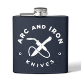 Arc and Iron Knives Logo Stainless Steel Flask